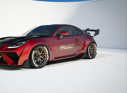 Subaru BRZ ZD8 2022-ON & Toyota GR86 ZN8 2022-ON with Aftermarket Parts - PROJECT WIDEBODY Rear Quarter Panel Flares Carbon Fiber / FRP from CMST Tuning