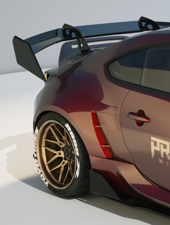 Subaru BRZ ZD8 2022-ON & Toyota GR86 ZN8 2022-ON with Aftermarket Parts - PROJECT WIDEBODY Rear Quarter Panel Flares Carbon Fiber / FRP from CMST Tuning