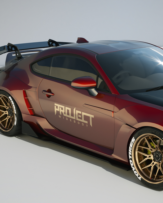 Subaru BRZ ZD8 2022-ON & Toyota GR86 ZN8 2022-ON with Aftermarket Parts - PROJECT WIDEBODY Upper & Lower Side Skirts Extensions Carbon Fiber / FRP from CMST Tuning