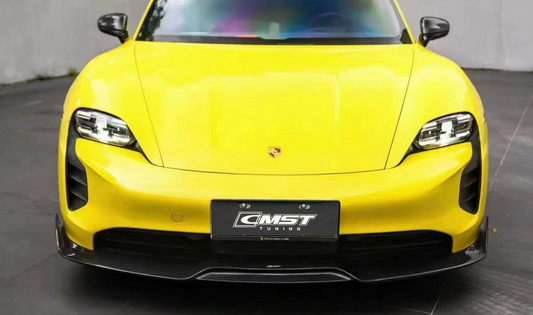 Porsche Taycan 9J1 Sedan/Cross Turismo RWD/4S/GTS/Turbo/Turbo S 2020-2024 (RWD/4S/GTS trims will require Sport Design Package) with Aftermarket Parts - Front Lip Vacuumed Carbon Fiber / FRP CMST Tuning