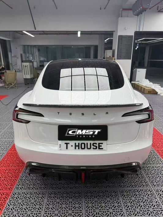 Tesla Model 3 Highland / Performance 2024-ON with Aftermarket Parts - V3 Style Rear Spoiler Carbon Fiber from CMST Tuning