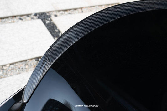Tesla Model 3 Highland / Performance 2024-ON with Aftermarket Parts - V3 Style Rear Spoiler Carbon Fiber from CMST Tuning