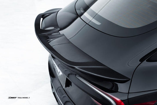 Tesla Model 3 Highland / Performance 2024-ON with Aftermarket Parts - V2 Style Rear Spoiler Carbon Fiber from CMST Tuning