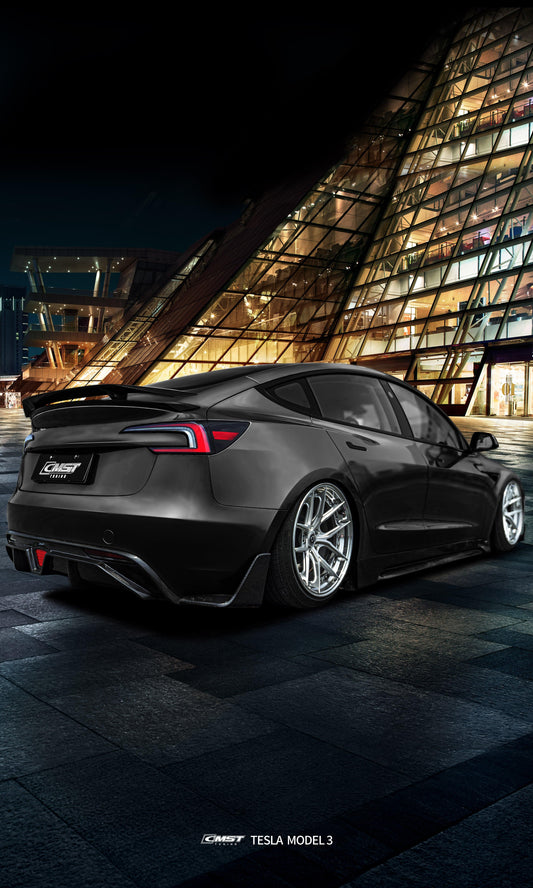 Tesla Model 3 Highland / Performance 2024-ON with Aftermarket Parts - V1 Style Rear Spoiler Carbon Fiber from CMST Tuning