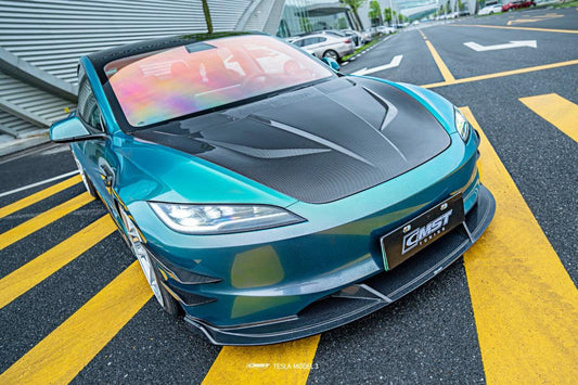 Tesla Model 3 Highland 2024-ON with Aftermarket Parts - V2 Style Front Lip Carbon Fiber from CMST Tuning