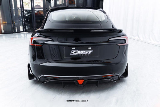 Tesla Model 3 Highland / Performance 2024-ON with Aftermarket Parts - V2 Style Rear Spoiler Carbon Fiber from CMST Tuning