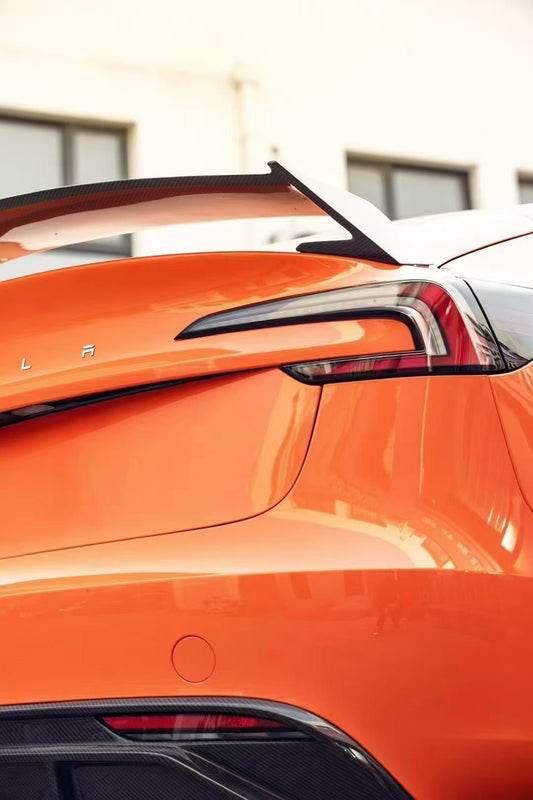 Tesla Model 3 Highland / Performance 2024-ON with Aftermarket Parts - V1 Style Rear Spoiler Carbon Fiber from CMST Tuning