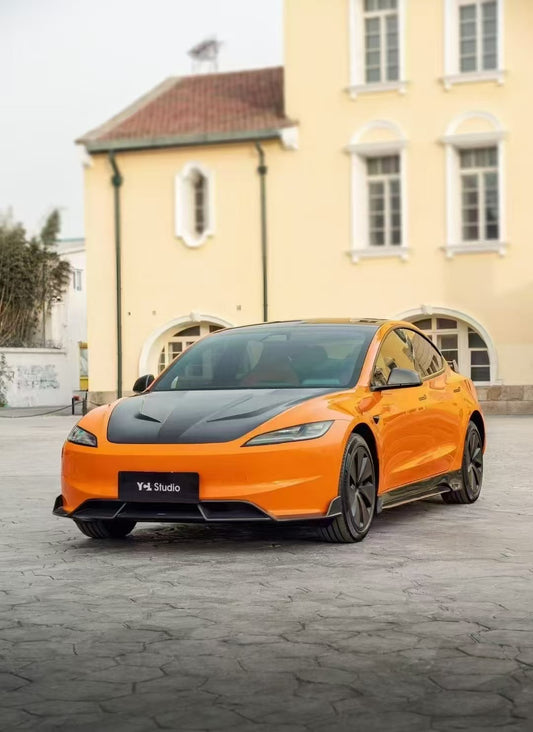Tesla Model 3 Highland 2024-ON with Aftermarket Parts - V1 Front Lip Carbon Fiber from CMST Tuning