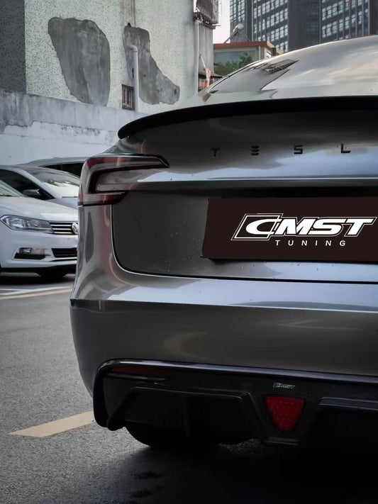 Tesla Model 3 Highland / Performance 2024-ON with Aftermarket Parts - V3 Style Rear Spoiler Carbon Fiber from CMST Tuning
