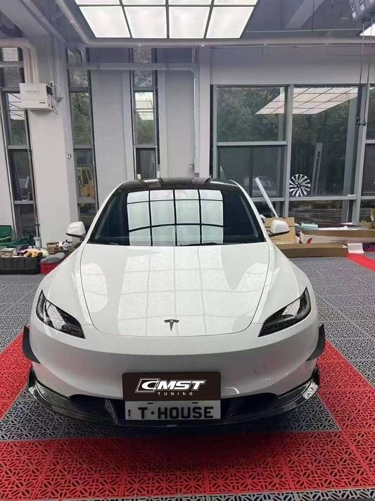 Tesla Model 3 Highland 2024-ON with Aftermarket Parts - V2 Style Front Lip Carbon Fiber from CMST Tuning