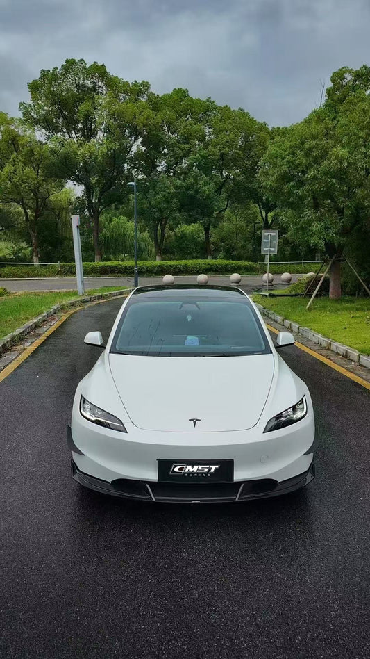 Tesla Model 3 Highland 2024-ON with Aftermarket Parts - V2 Style Front Lip Carbon Fiber from CMST Tuning