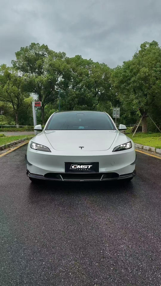 Tesla Model 3 Highland 2024-ON with Aftermarket Parts - V2 Style Front Lip Carbon Fiber from CMST Tuning