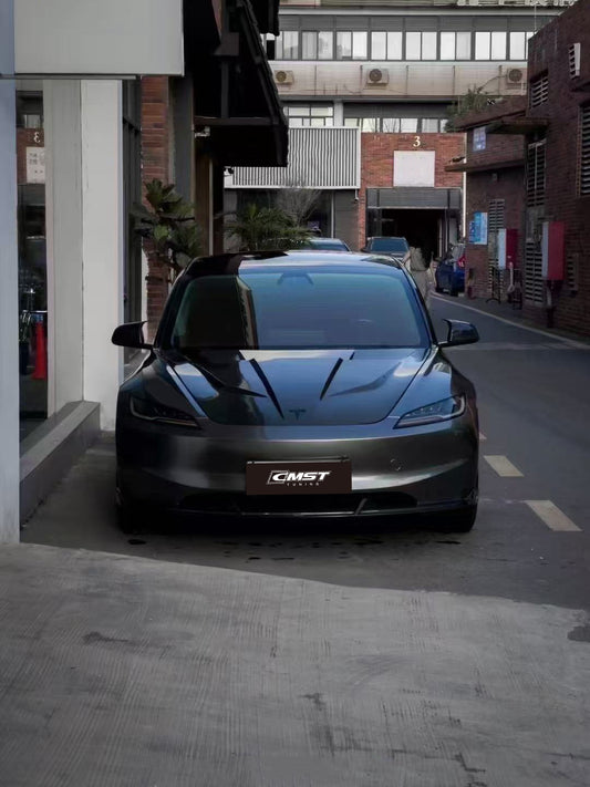 Tesla Model 3 Highland 2024-ON with Aftermarket Parts - V2 Style Front Lip Carbon Fiber from CMST Tuning