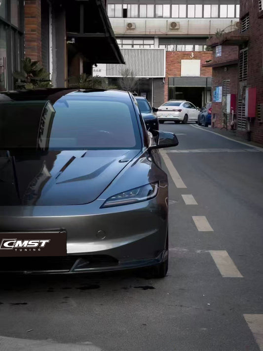 Tesla Model 3 Highland 2024-ON with Aftermarket Parts - V2 Style Front Lip Carbon Fiber from CMST Tuning