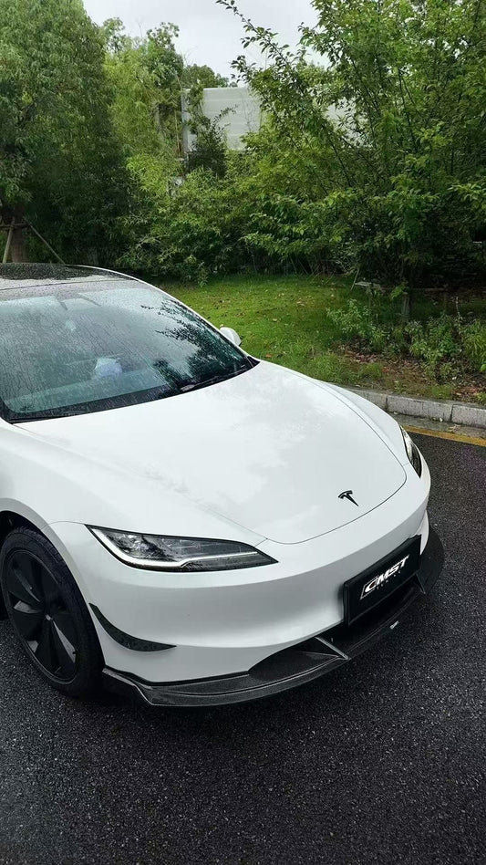 Tesla Model 3 Highland 2024-ON with Aftermarket Parts - V2 Style Front Lip Carbon Fiber from CMST Tuning