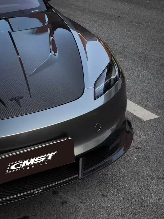 Tesla Model 3 Highland 2024-ON with Aftermarket Parts - V2 Style Front Lip Carbon Fiber from CMST Tuning