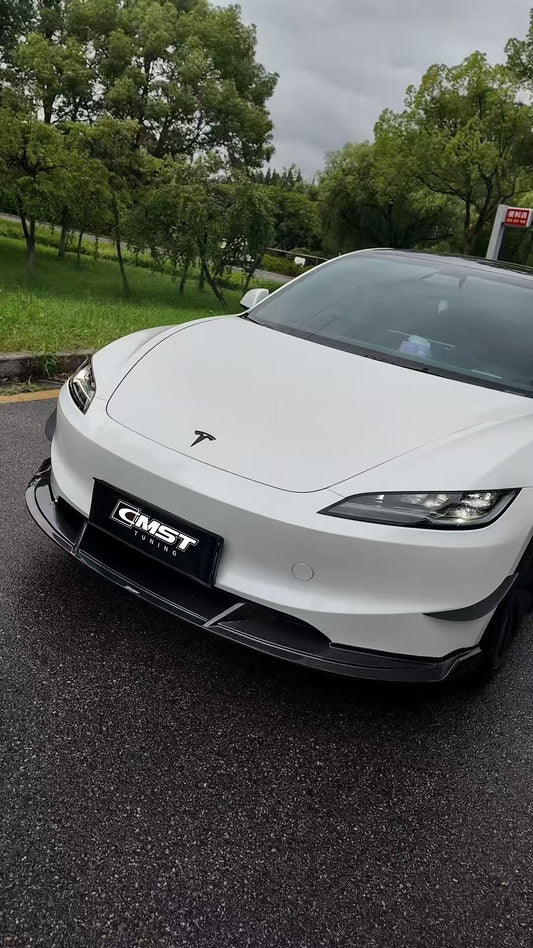 Tesla Model 3 Highland 2024-ON with Aftermarket Parts - V2 Style Front Lip Carbon Fiber from CMST Tuning