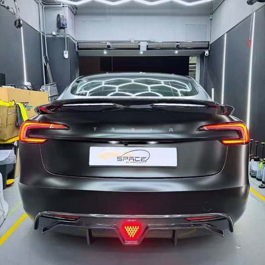 Tesla Model 3 Highland / Performance 2024-ON with Aftermarket Parts - V2 Style Rear Spoiler Carbon Fiber from CMST Tuning