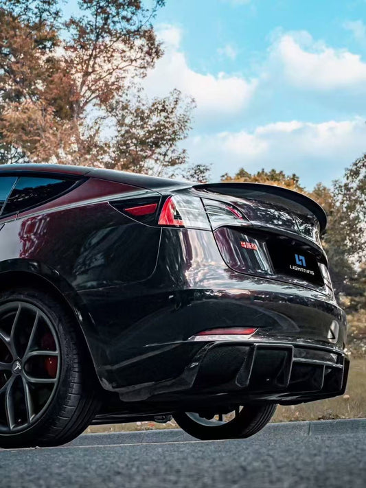 Tesla Model 3 Highland / Performance 2024-ON with Aftermarket Parts - V3 Style Rear Spoiler Carbon Fiber from CMST Tuning