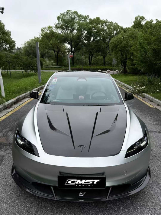 Tesla Model 3 Highland 2024-ON with Aftermarket Parts - V1 Front Lip Carbon Fiber from CMST Tuning