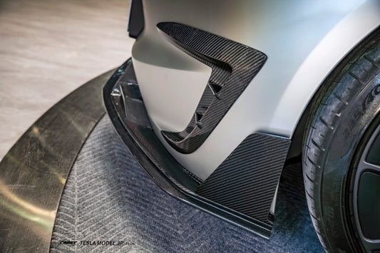 Tesla Model 3 Performance 2024-ON with Aftermarket Parts - Upper Valences Carbon Fiber / FRP from CMST Tuning
