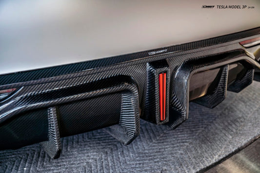 Tesla Model 3 Performance 2024-ON with Aftermarket Parts - V1 Rear Diffuser Carbon Fiber / FRP from CMST Tuning