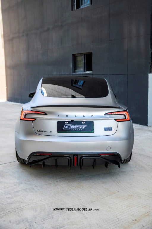 Tesla Model 3 Performance 2024-ON with Aftermarket Parts - V1 Rear Diffuser Carbon Fiber / FRP from CMST Tuning
