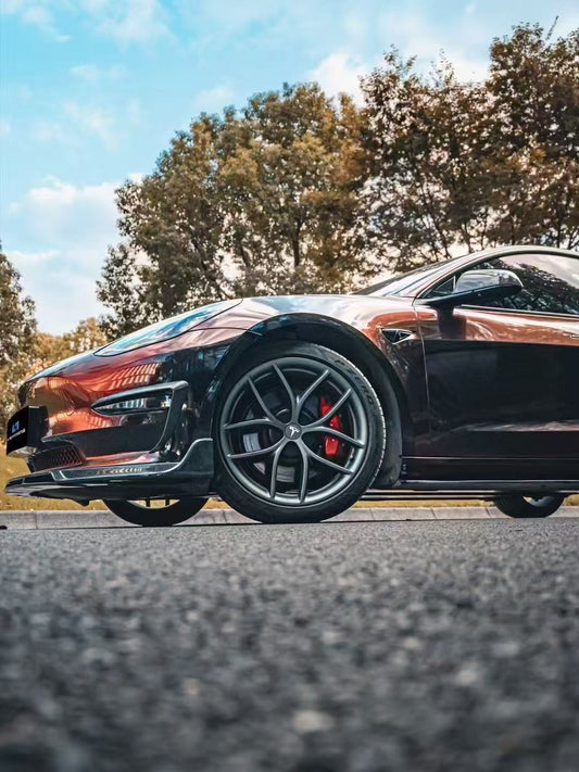 Tesla Model 3 Performance Long Range Standard Base 2017 2018 2019 2020 2021 2022 2023 with Aftermarket Parts - Upper Valences Carbon Fiber / FRP from CMST Tuning