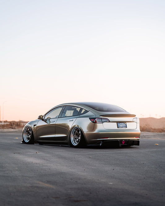 Tesla Model 3 Performance Long Range Standard Base 2017-2023 with Aftermarket Parts - V3 Style Rear Diffuser Carbon Fiber / FRP from CMST Tuning