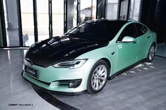 Tesla Model S 2nd Gen late 2016-early 2021 with Aftermarket Parts - Upper Valences Carbon Fiber / FRP from CMST Tuning