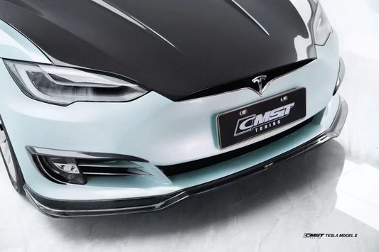 Tesla Model S 2nd Gen late 2016-early 2021 with Aftermarket Parts - Upper Valences Carbon Fiber / FRP from CMST Tuning