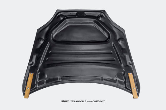 Tesla Model S 3rd Gen late 2021 2022 2023 2024 with Aftermarket Parts - V1 Hood Carbon Fiber / FRP from CMST Tuning