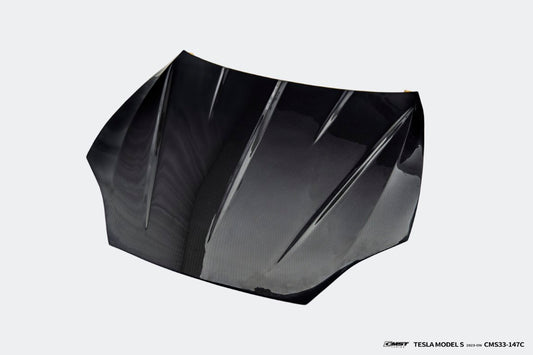 Tesla Model S 3rd Gen late 2021 2022 2023 2024 with Aftermarket Parts - V1 Hood Carbon Fiber / FRP from CMST Tuning