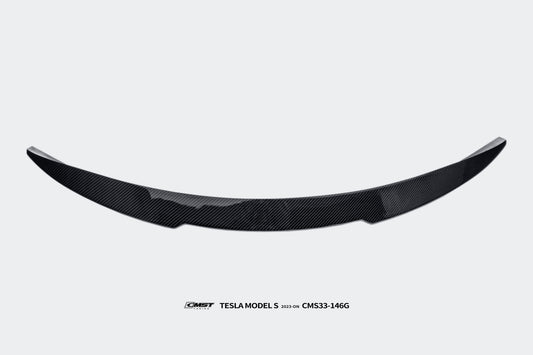 Tesla Model S 3rd Gen late 2021 2022 2023 2024 with Aftermarket Parts - Rear Spoiler Carbon Fiber / FRP from CMST Tuning