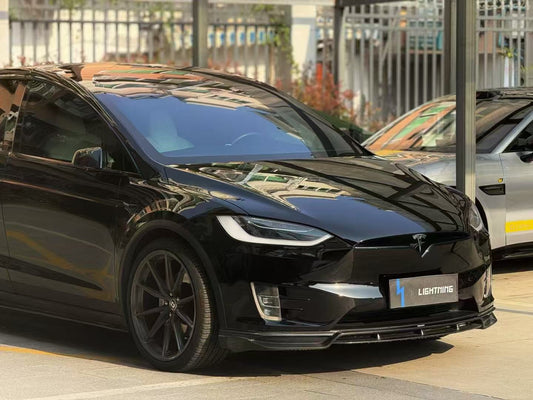 Tesla Model X P100D 100D 90D 75D 60D Performance Long Range Base 2016 2017 2018 2019 2020 2021 with Aftermarket Parts - Front Lip Splitter Carbon Fiber / FRP from CMST Tuning