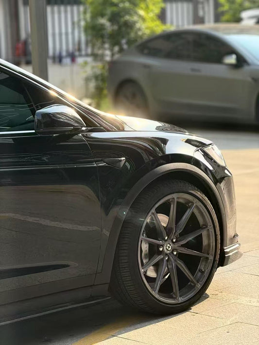 Tesla Model X P100D 100D 90D 75D 60D Performance Long Range Base 2016 2017 2018 2019 2020 2021 with Aftermarket Parts - Front Lip Splitter Carbon Fiber / FRP from CMST Tuning
