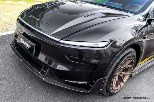 Tesla Model Y Juniper 2026-ON with Aftermarket Parts - V2 Hood Carbon Fiber / FRP from CMST Tuning