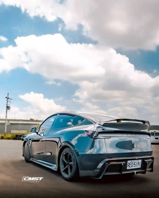 Tesla Model Y Juniper 2026-ON with Aftermarket Parts - V1 Rear Spoiler Carbon Fiber / FRP from CMST Tuning