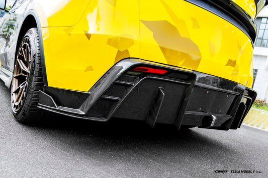 Tesla Model Y Juniper 2026-ON with Aftermarket Parts - V2 Rear Diffuser Carbon Fiber / FRP from CMST Tuning