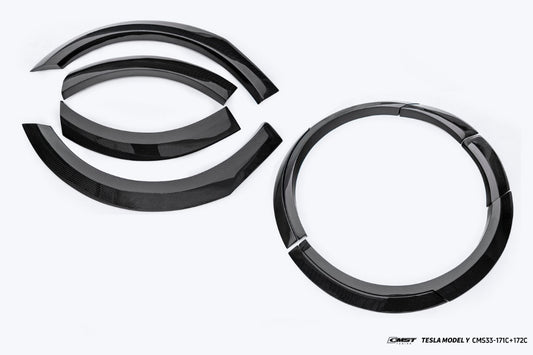 Tesla Model Y Juniper Base Performance 2026-ON with Aftermarket Parts - Widebody Fender Flares Wheel Arches Carbon Fiber / FRP from CMST Tuning