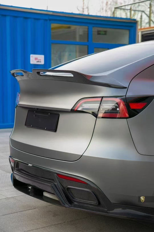 Tesla Model Y Performance AWD Long Range RWD Standard 2020-ON with Aftermarket Parts - V3 Style Rear Trunk Spoiler Carbon Fiber / FRP from CMST Tuning