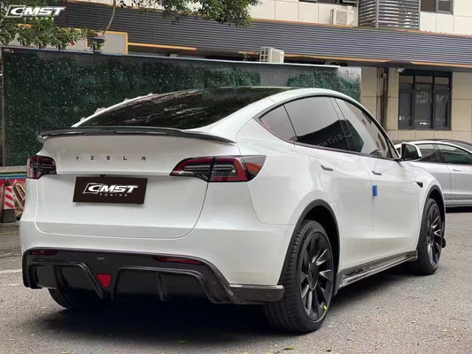 Tesla Model Y Performance AWD Long Range RWD Standard 2020-ON with Aftermarket Parts - V1 Style Rear Trunk Spoiler Carbon Fiber / FRP from CMST Tuning