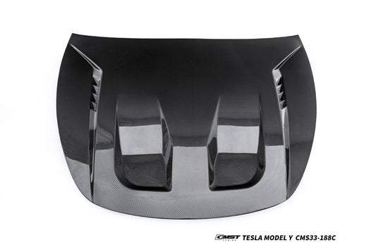 Tesla Model Y Performance AWD Long Range RWD Standard 2020 2021 2022 2023 2024 2025 with Aftermarket Parts - V7 Style Hood Carbon Fiber / FRP from CMST Tuning