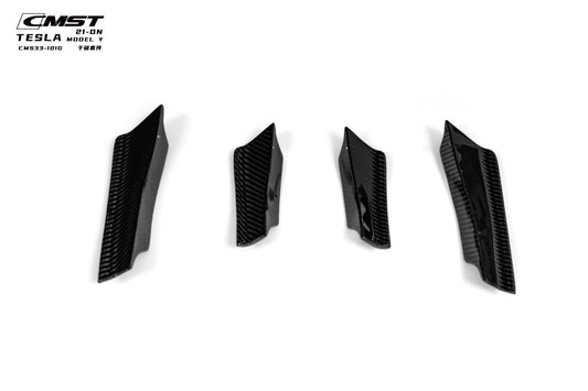 Tesla Model Y Performance AWD Long Range RWD Standard 2020-ON (Designed to be compatible with CMST V2 Front Bumper only.) with Aftermarket Parts - Front Bumper Canards Carbon Fiber / FRP from CMST Tuning