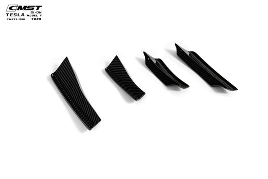 Tesla Model Y Performance AWD Long Range RWD Standard 2020-ON (Designed to be compatible with CMST V2 Front Bumper only.) with Aftermarket Parts - Front Bumper Canards Carbon Fiber / FRP from CMST Tuning