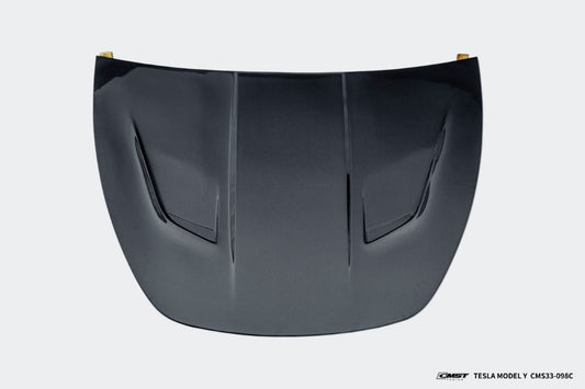 Tesla Model Y Performance AWD Long Range RWD Standard 2020 2021 2022 2023 2024 with Aftermarket Parts - V4 Hood Bonnet Carbon Fiber / FRP from CMST Tuning