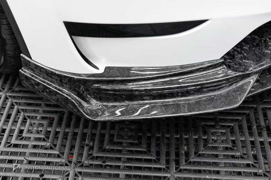 Tesla Model Y Performance AWD Long Range RWD Standard 2020-ON with Aftermarket Parts - V3 Style Front Lip Splitter Carbon Fiber / FRP from CMST Tuning