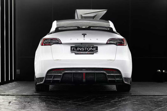 Tesla Model Y Performance AWD Long Range RWD Standard 2020-ON with Aftermarket Parts - V3 Style Rear Trunk Spoiler Carbon Fiber / FRP from CMST Tuning