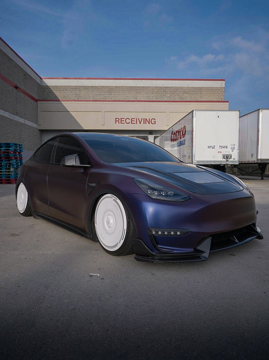 Tesla Model Y Performance AWD Long Range RWD Standard 2020 2021 2022 2023 2024 with Aftermarket Parts - V3 Tempered Glass Clearview Hood Bonnet Carbon Fiber / FRP from CMST Tuning