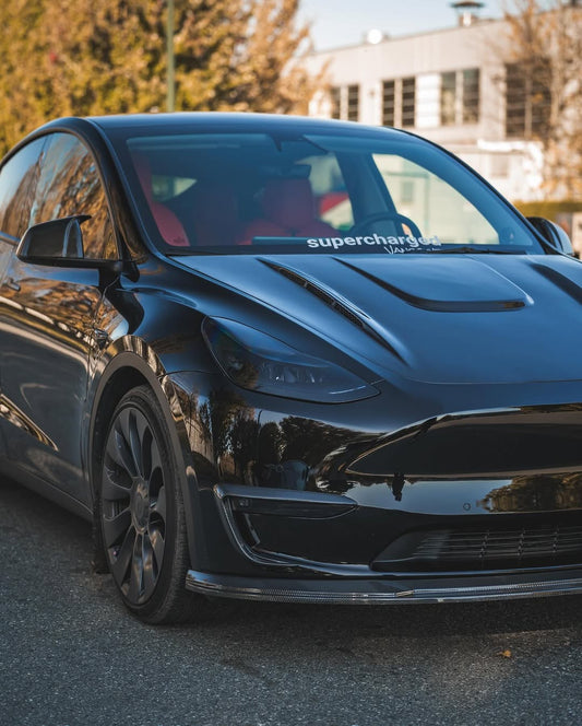 Tesla Model Y Performance AWD Long Range RWD Standard 2020 2021 2022 2023 2024 with Aftermarket Parts - V1 Hood Bonnet Carbon Fiber / FRP from CMST Tuning